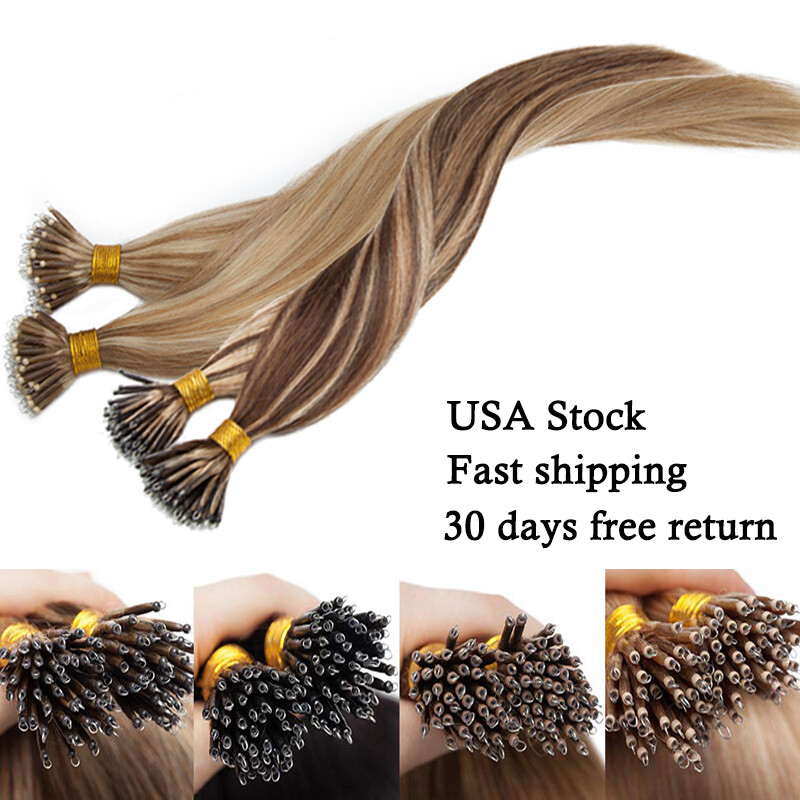 Real Thick Nano Ring 100% Real Remy Human Hair Extensions Micro Loop Beads Ombre