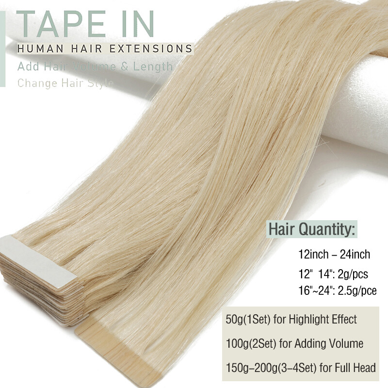 Glue Tape In Russian Human Hair Extensions Skin Weft 100% Remy Long Brown Hair