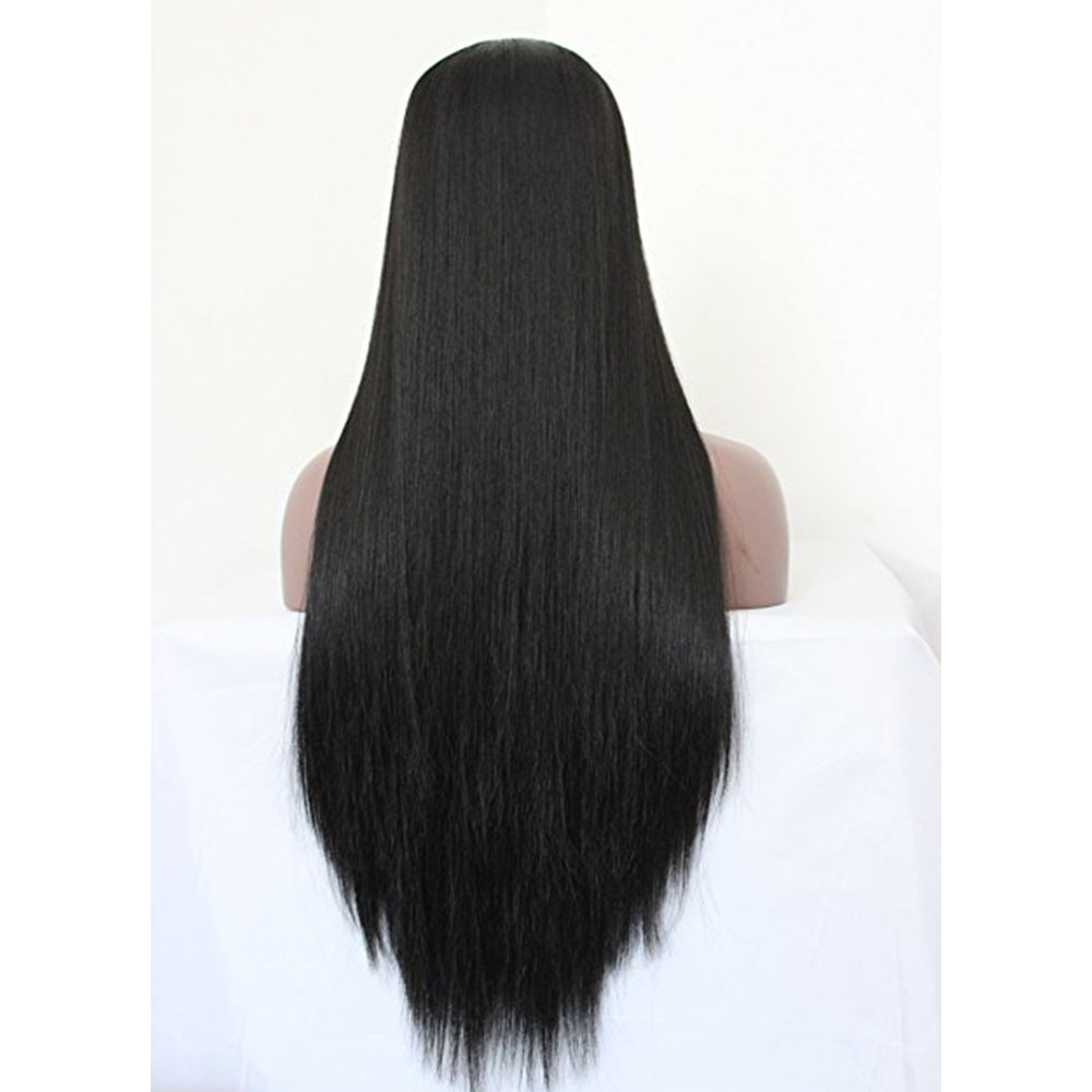 Silky Straight Natural Black Lace Front Wig Heat Resistant Synthetic Lace Wigs
