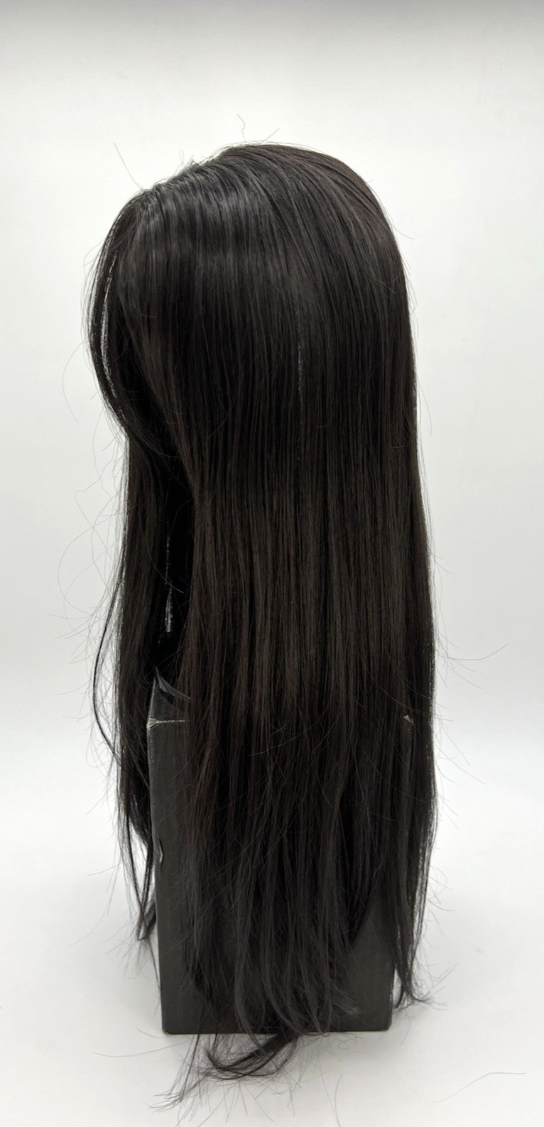 Soft Black with Wispy Bangs Long Straight Layered 24in Women Premium Hair Topper