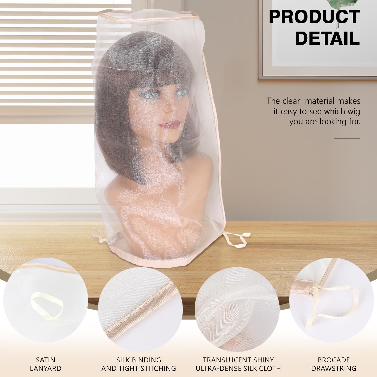 5PCS Wig Storage Bags for Multiple Wigs Covers to Keep Wig Fresh, Holder Stan…