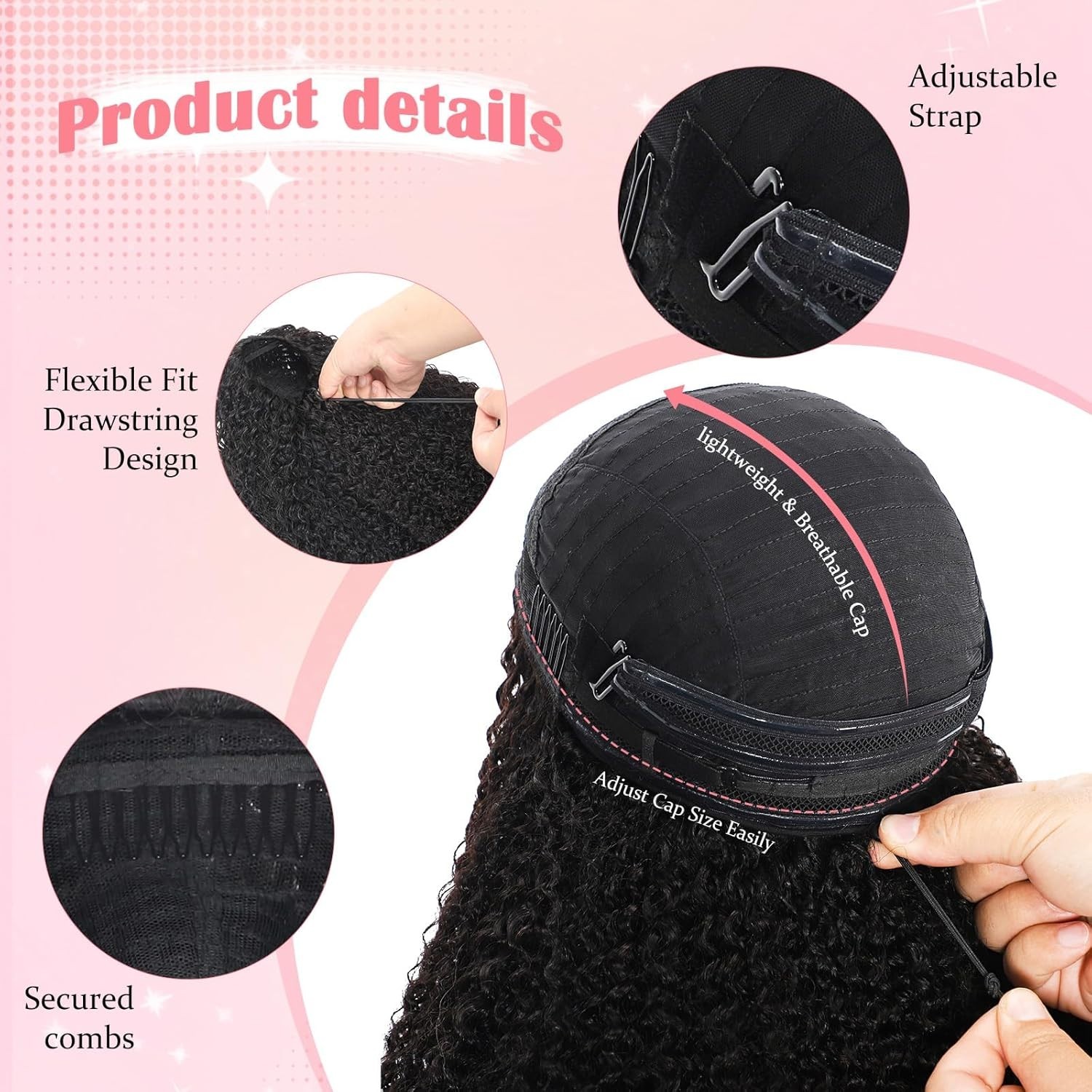Human Hair 16 inch Glueless Kinky Curly 200% Density Half Wig Seamless Flip Over