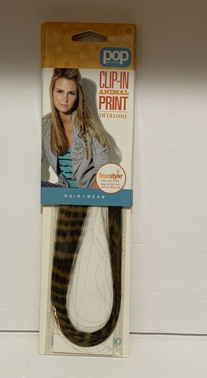 Hairuwear Put On Pieces Clip-in Animal Print Pink,White,Gin Tiger Hair Extension