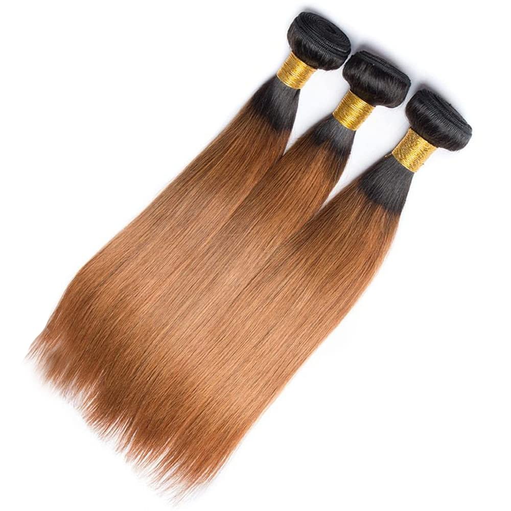 Capurchra 1B30 Ombre Straight Bundle Dark Brown Human Hair 3 Bundles 100