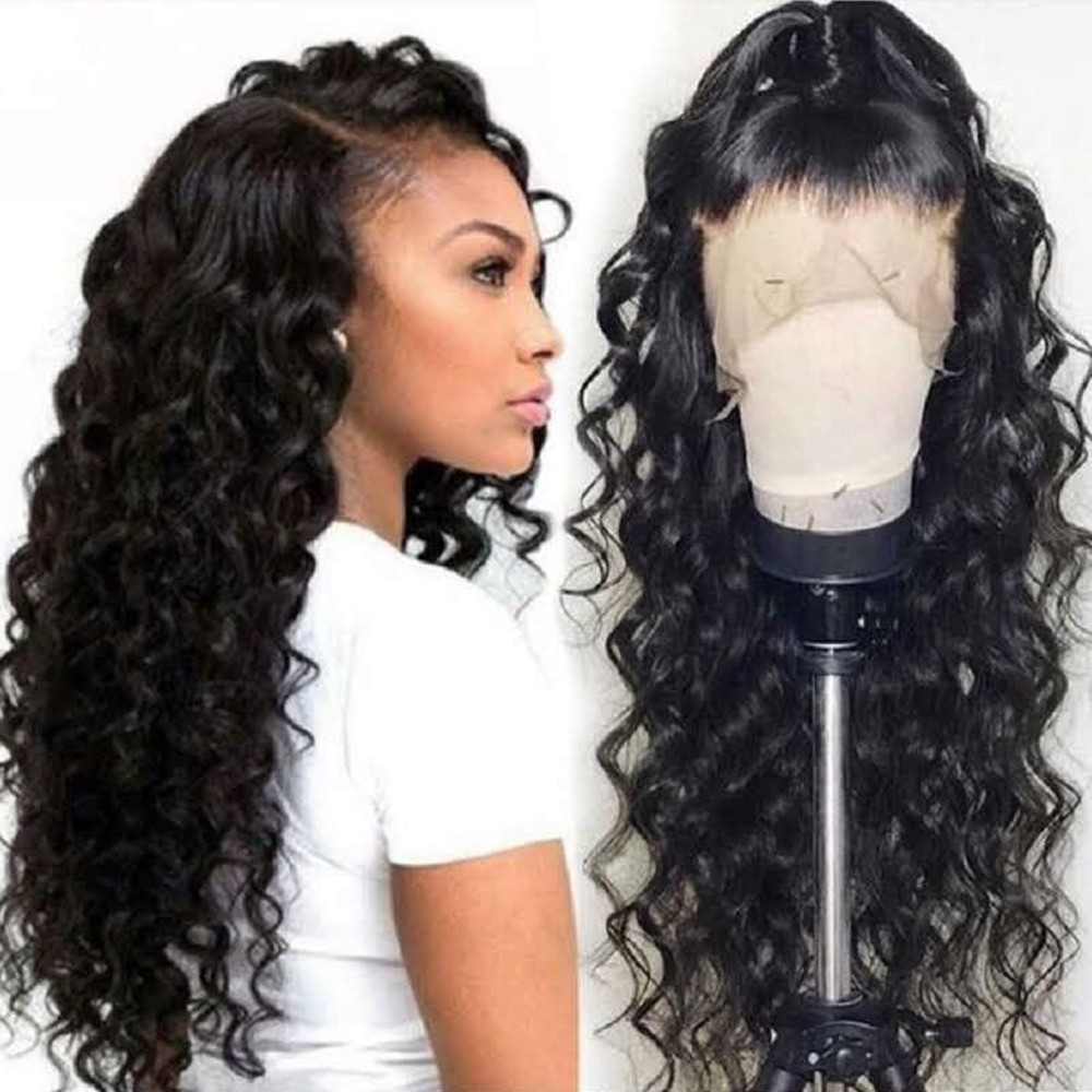 Curly Black Color Lace Front Wigs Deep Wave 13×4 Free Part Glueless Pre Plucked