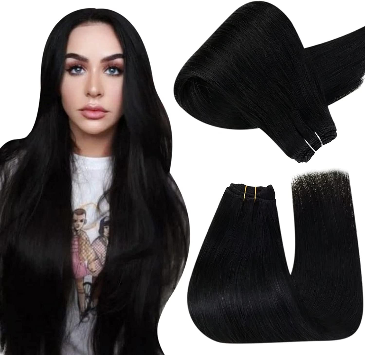 Double Weft Human Hair Extensions Sew in Weft Human Hair Weaves Highlight Colors