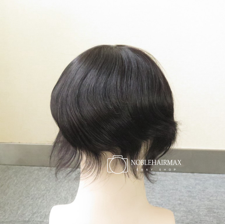 Mens Toupee Fine Mono Hairpiece Hair Replacement System Human Remy Real Hair #1B