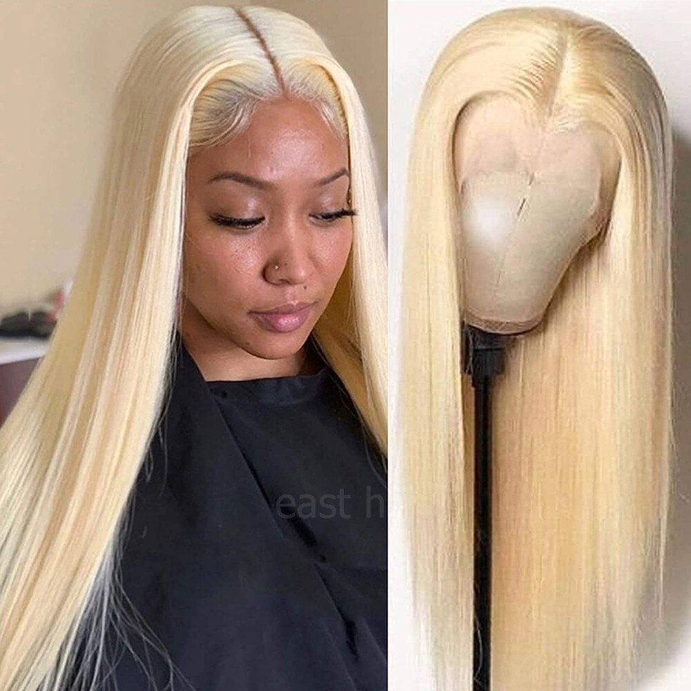 Long Straight 613 Light Blonde Hair Wig Synthetic Lace Front Wigs Heat Resistant