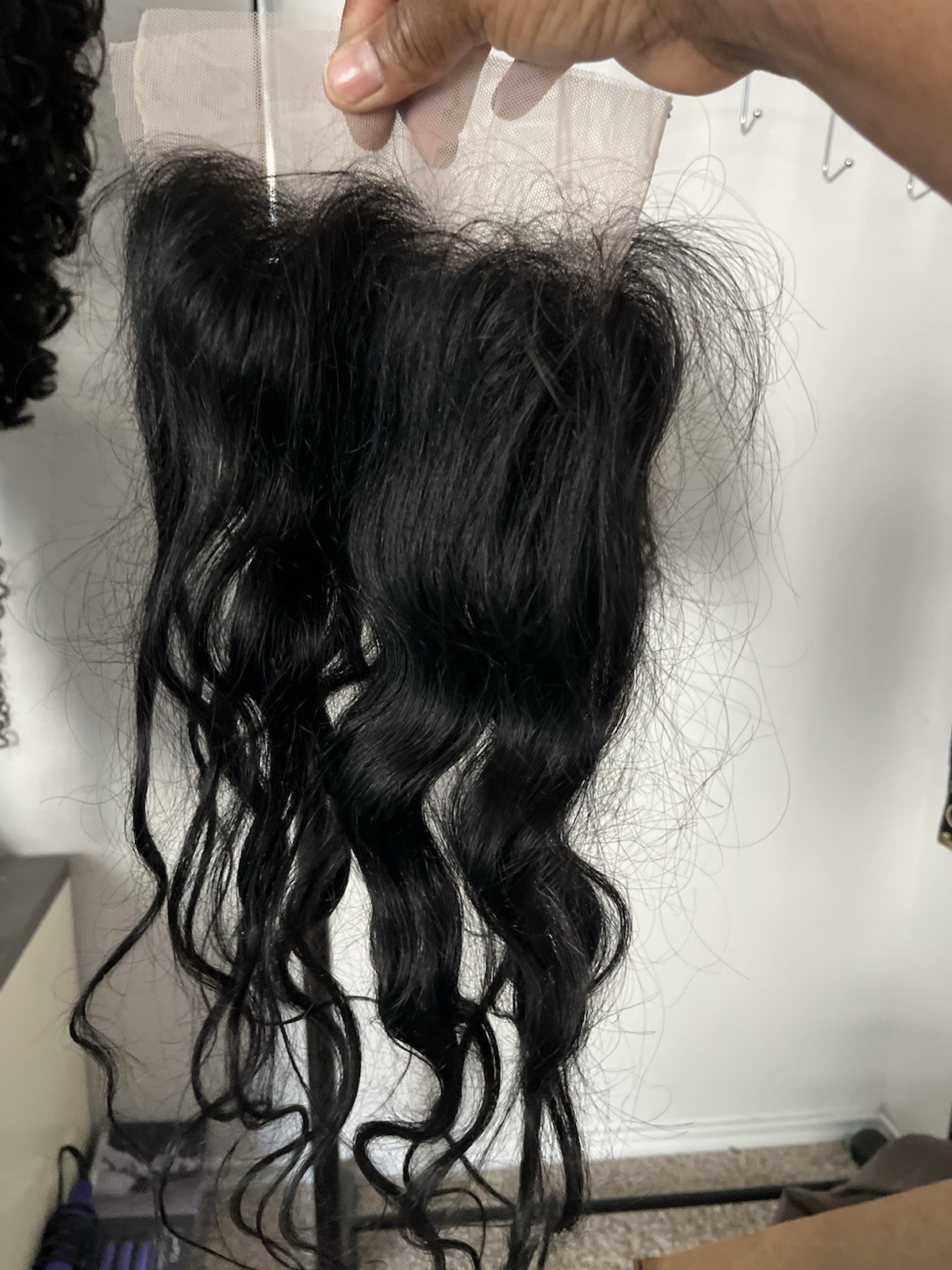 Curly Human Hair Extension Lace Closure Black 11-20 in for Women Adult