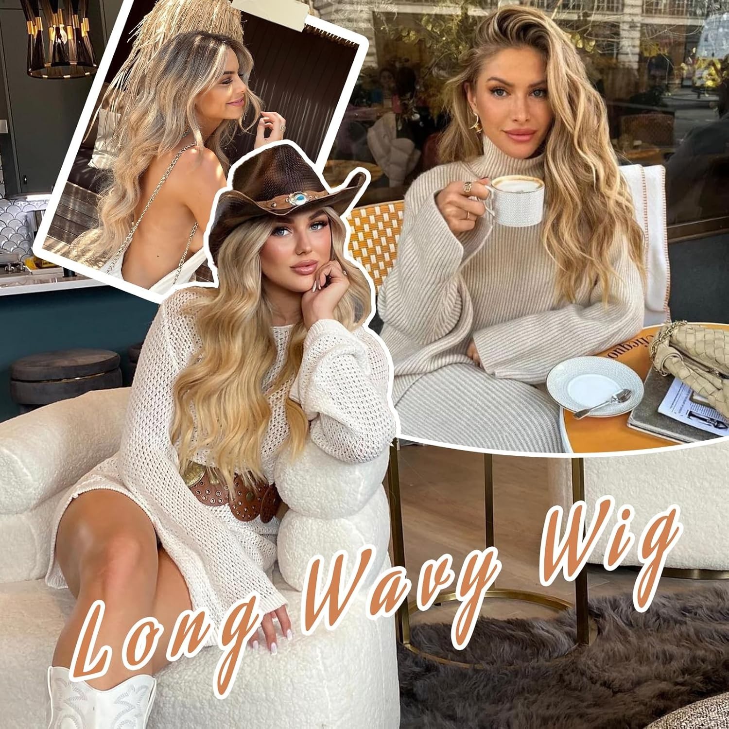 26-Inch Ombre Blonde Wavy Wig – Glueless Lace Hairline for Effortless Elegance