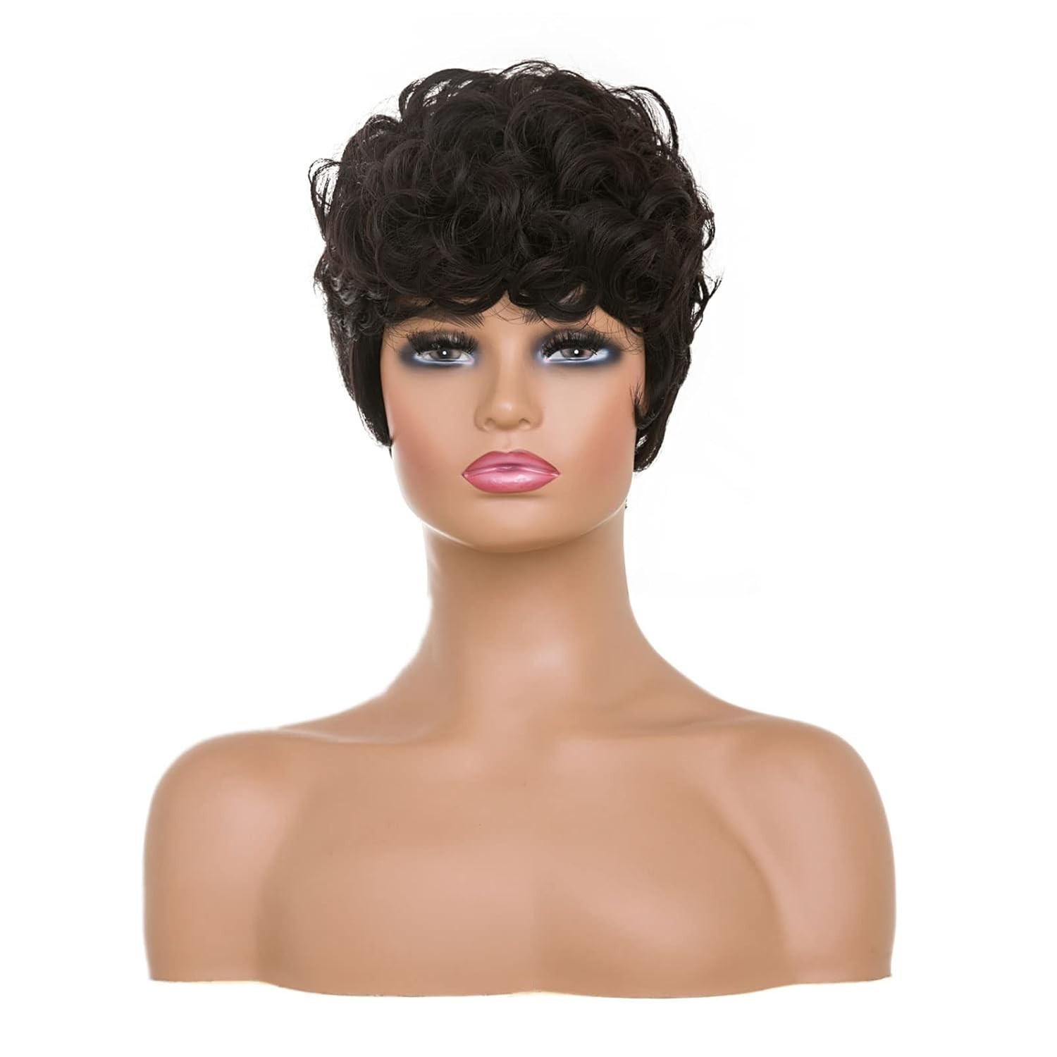 Luxurious Brown Pixie Wig for Black Women – Soft Curly Fiber, Adjustable Fit