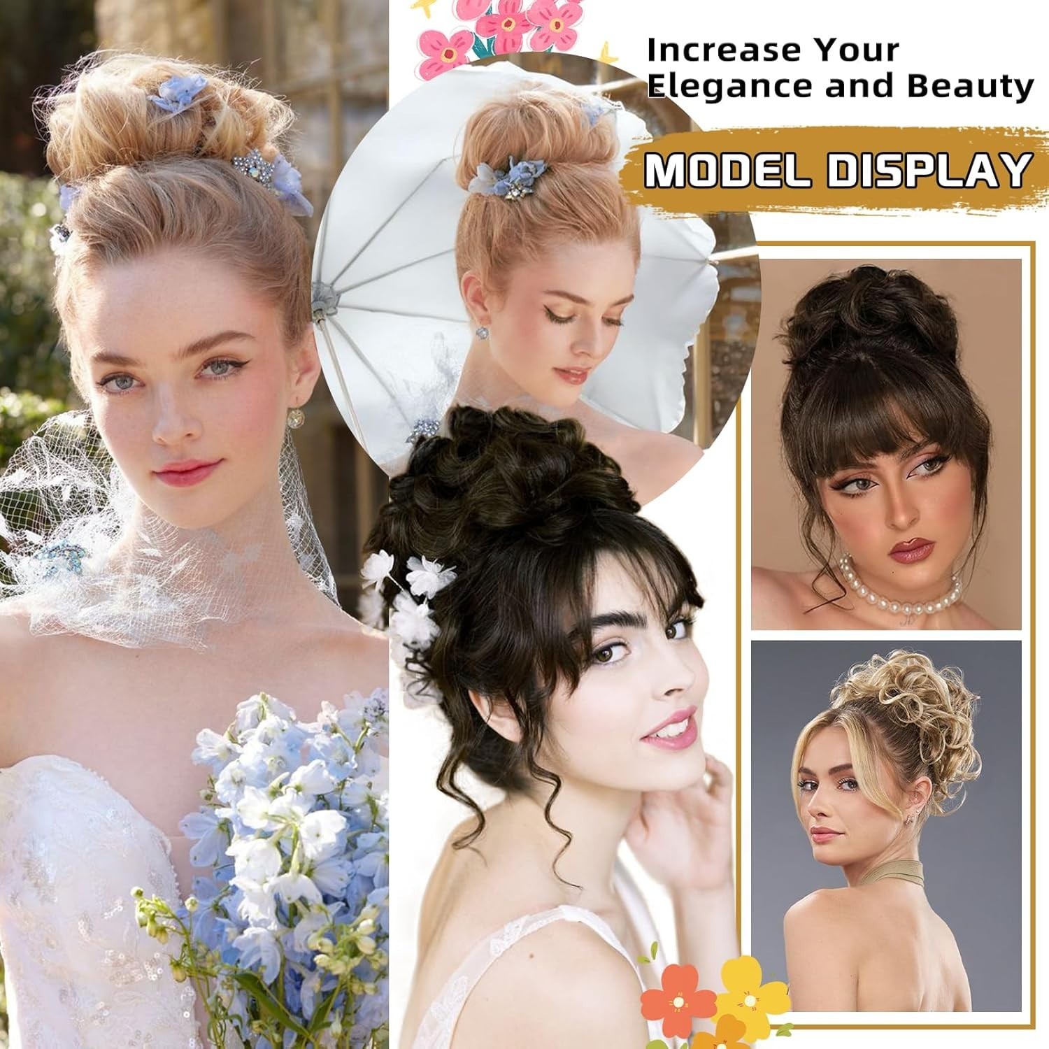 Lightweight Messy Bun Hair Extensions – Curly Chignon for Special Occasions