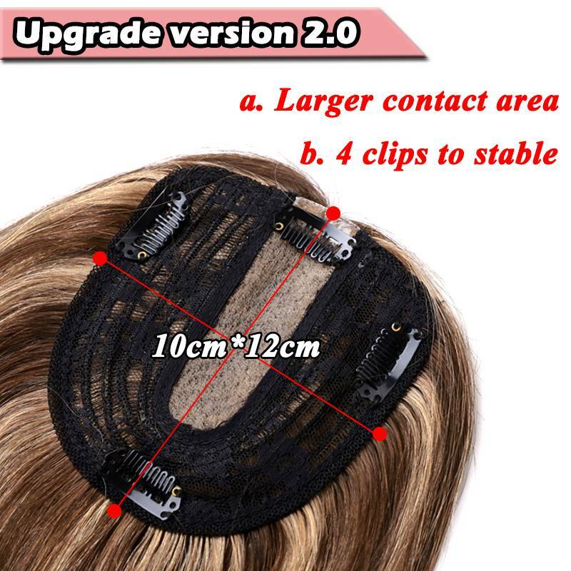 Silk Top Clip In Remy Human Hair Topper Women Hairpiece with Bangs ForLoss Hair