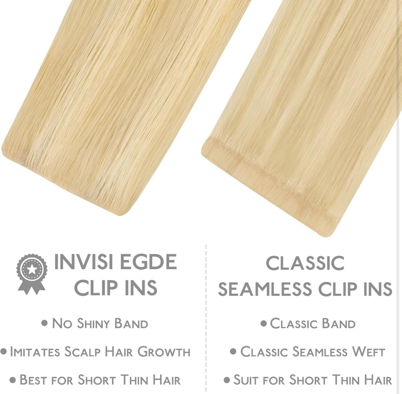 WENNALIFE Invisi Edge Clip in Hair Extensions Real Human Hair, 20 In, 150g