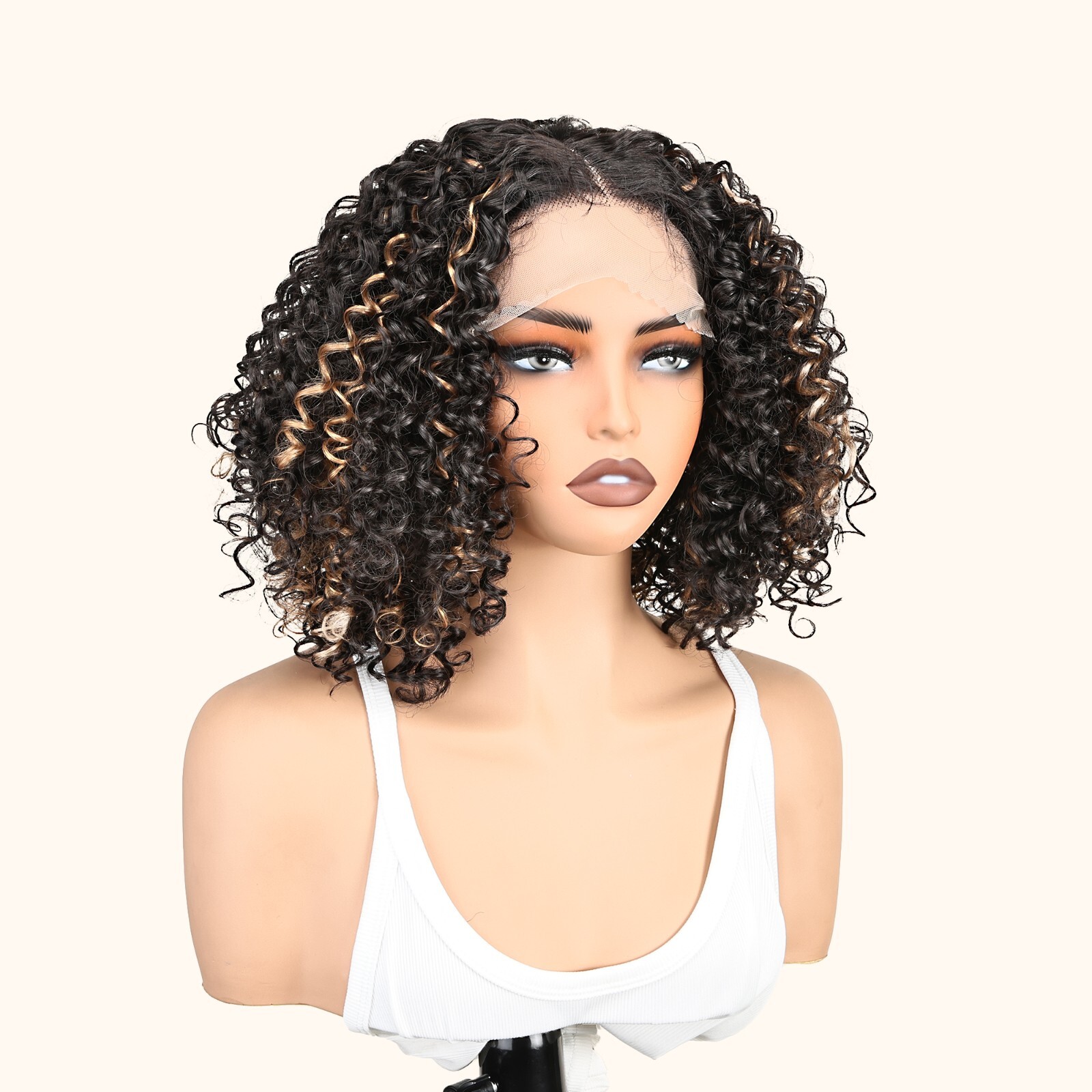 Easy-to-Wear Black Afro Curly Synthetic Wig for Women High-Density