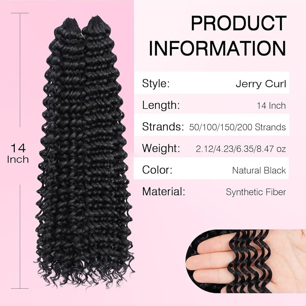 Miracle Knots Feather Crochet Hair (Jerry Curl) – 14″ Hand-Tied Synthetic