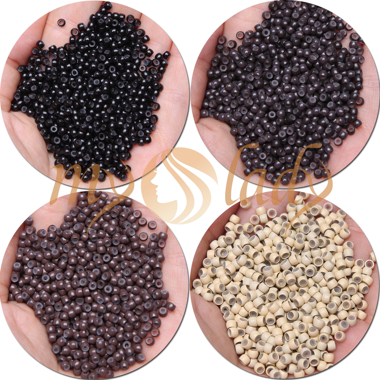 MY-LADY Silicone Lined Nano Rings Micro Beads Hair Extensions 3*2*1.4mm 600PCS M