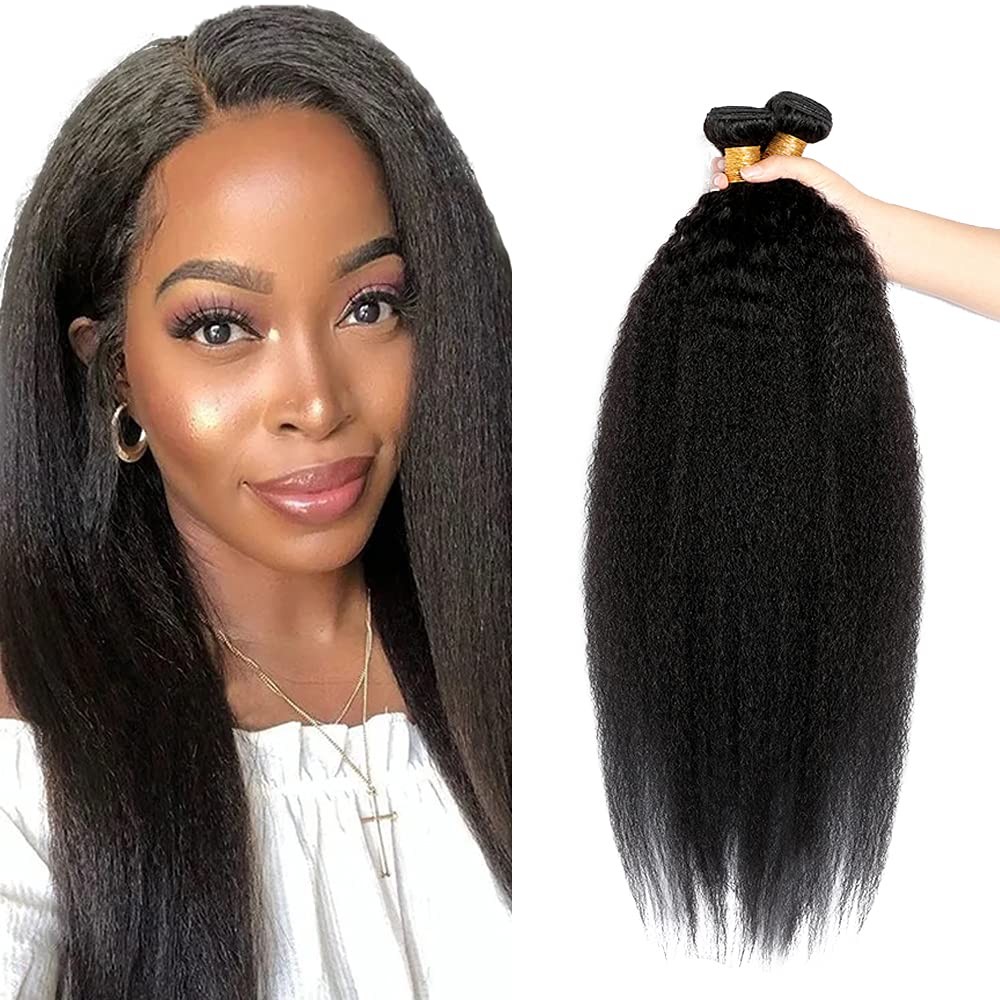 Crmbmod 1B Black Bundles Human Hair Yaki Straight Bundles 14 16 18 Inch