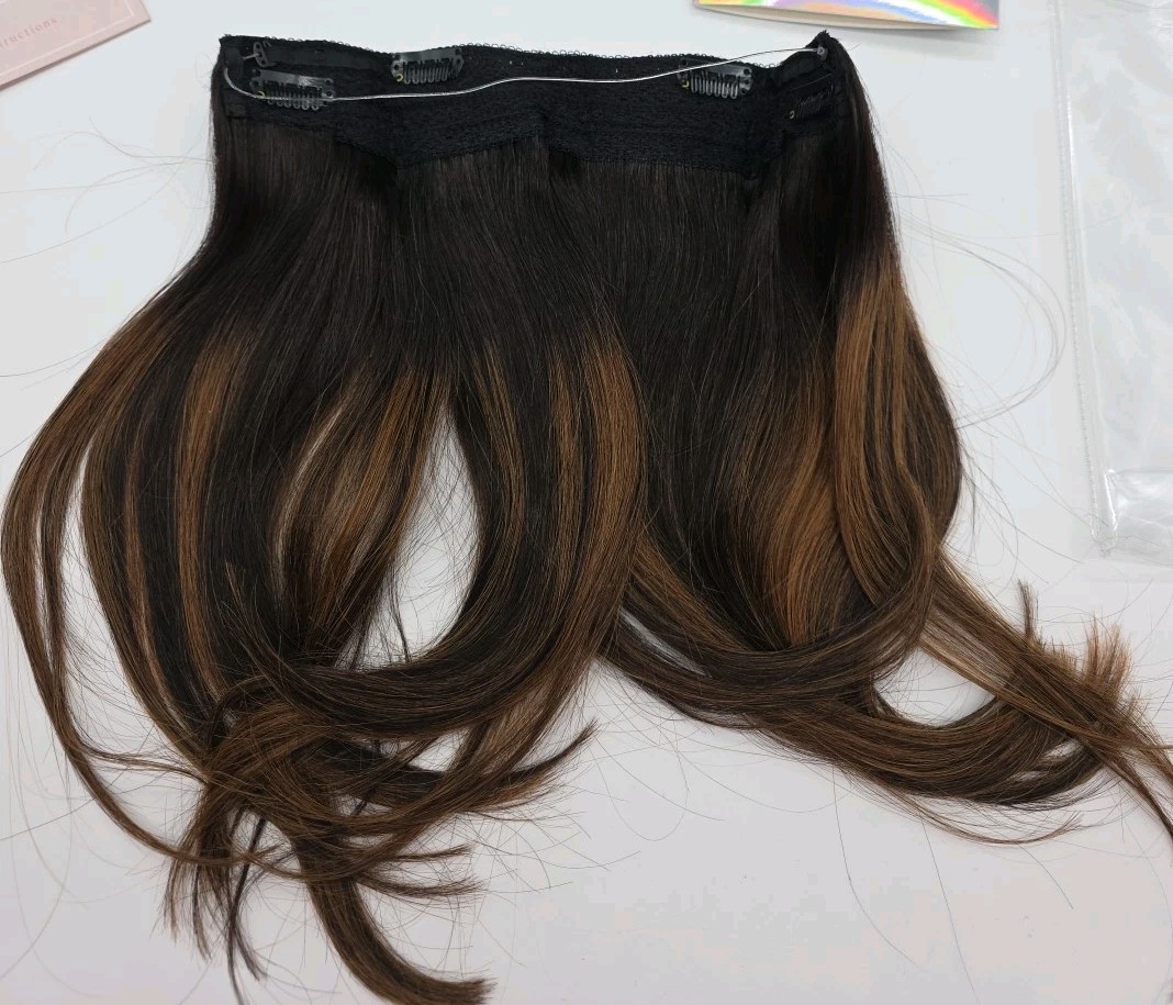 Remy Real Human Hair Extensions Clip In Halo 12″ Ombre B T1B/6 P1B New