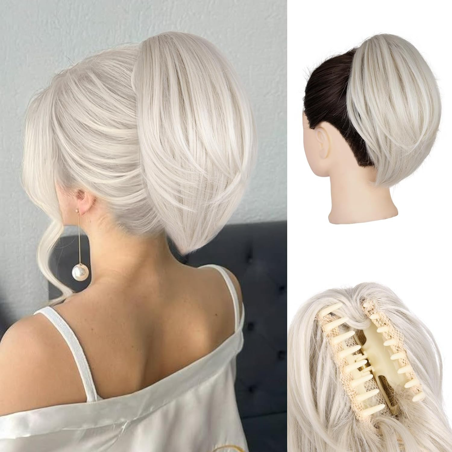 Clip on Ponytails for Women – 10 Inch Short Ponytail Extension, Straight Pony Ta