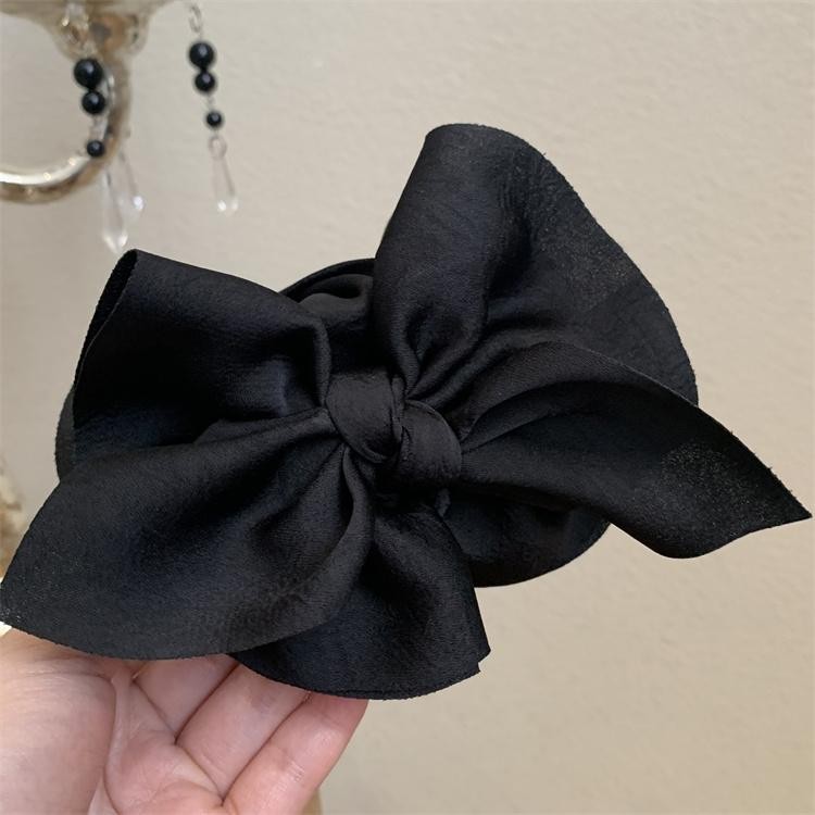 Large Fabric Bow Hair Claw Clip Retro Ponytail Braid Sweet Girl Accessory