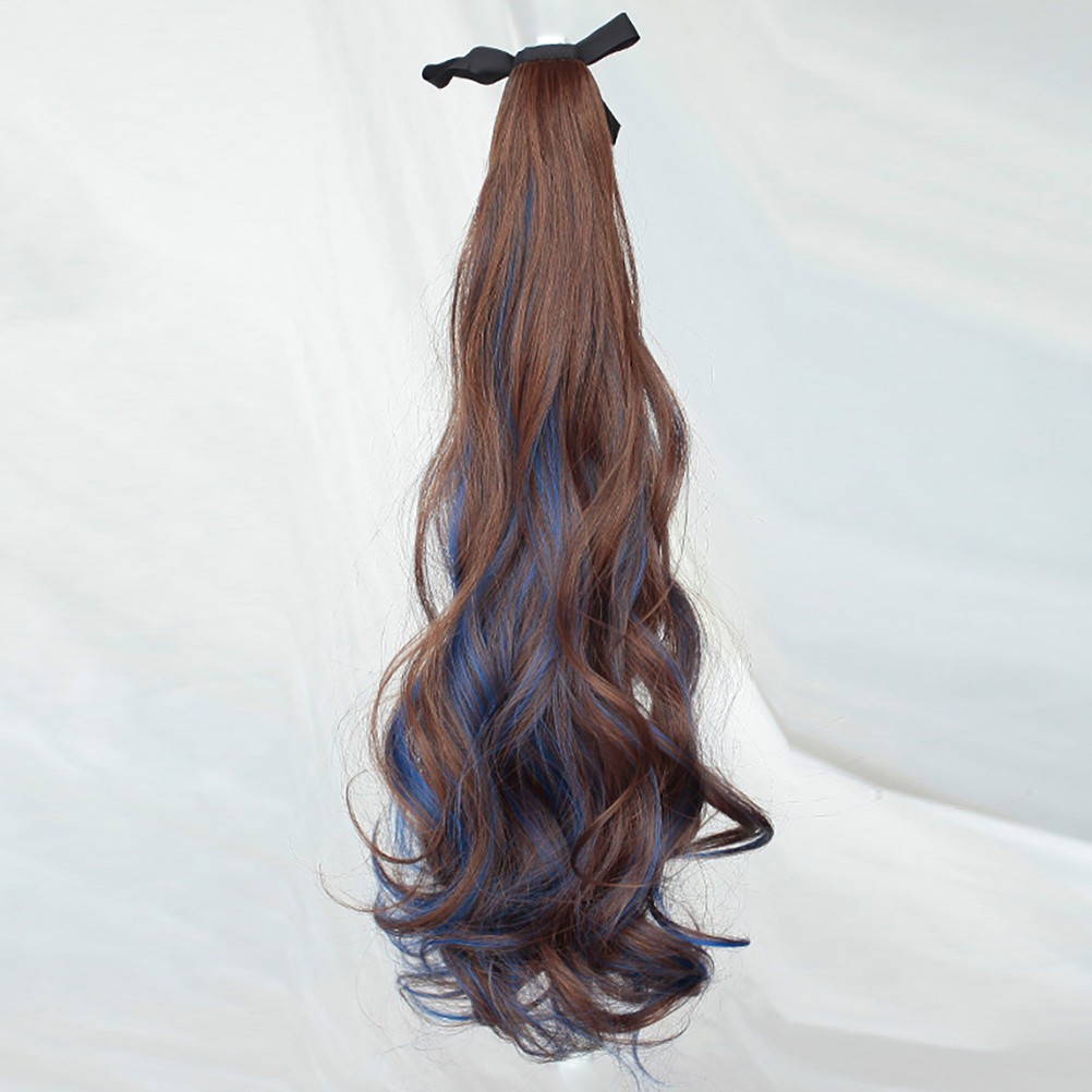 1Pcs Long Wavy Ponytail Hair Clip Reusable Light Brown High Temperature Fiber