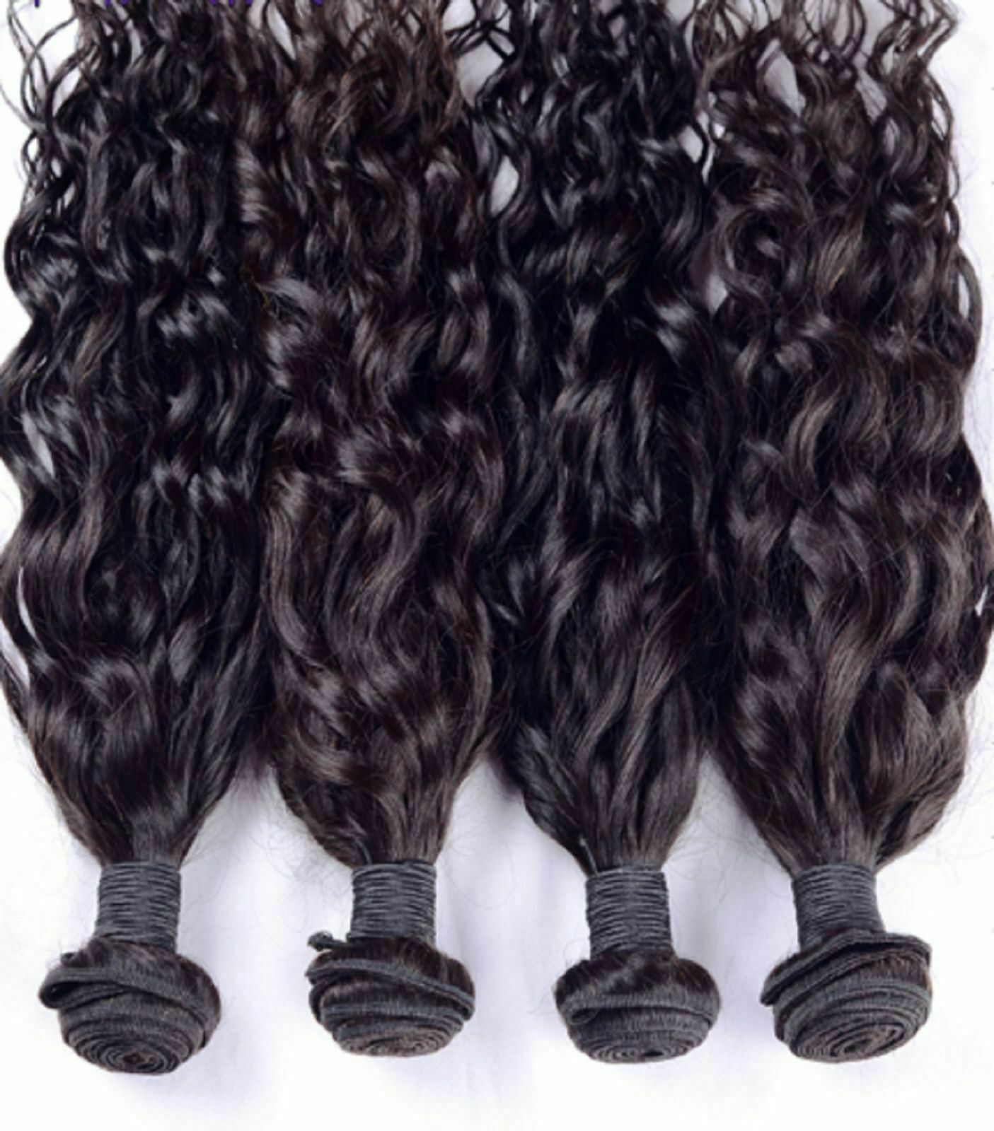 1/2/3/4/5BUNDLES BRAZILIAN VIRGIN HUMAN HAIR NATURAL COLOUR 1B# WATER WAVES 12A