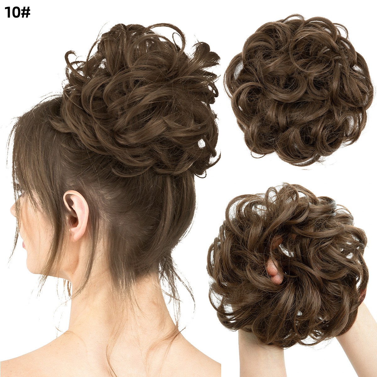2PCs Small Messy Bun Hair Pieces Women Synthetic Curly Mini Scrunchies Hairpiece