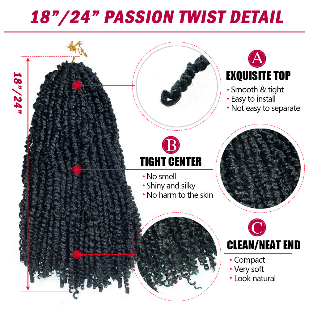 18 Inch 60 Strands/Pack PASSION CROTCHET Twist Crochet Braid Braids Extensions