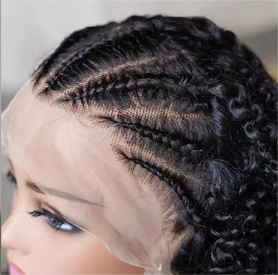 16” Curly Hair 13×4 Lace Front Braid Cover Curly Wigs For Women