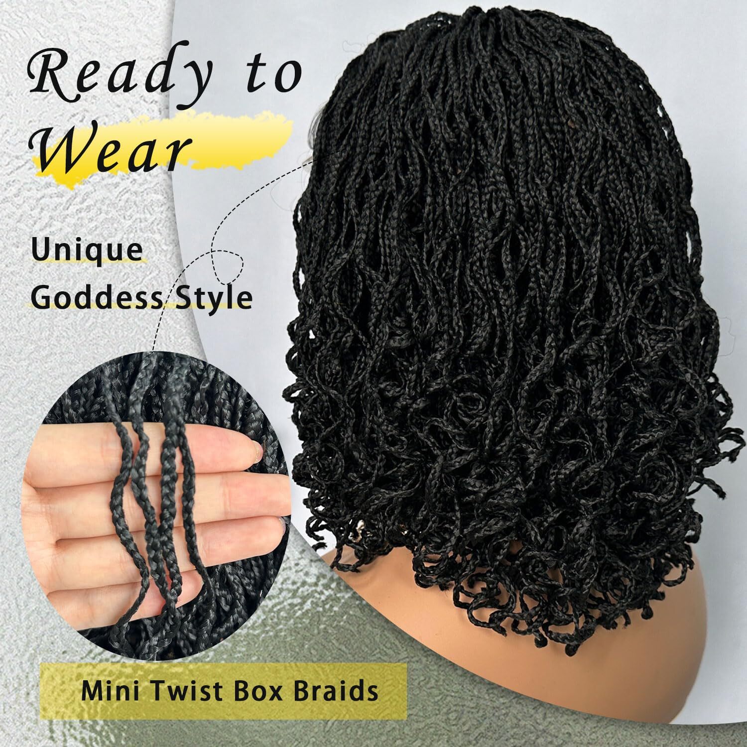 Synthetic Black Braided Lace Front Wig for Women 4×4 Mirco Twist Box Braids