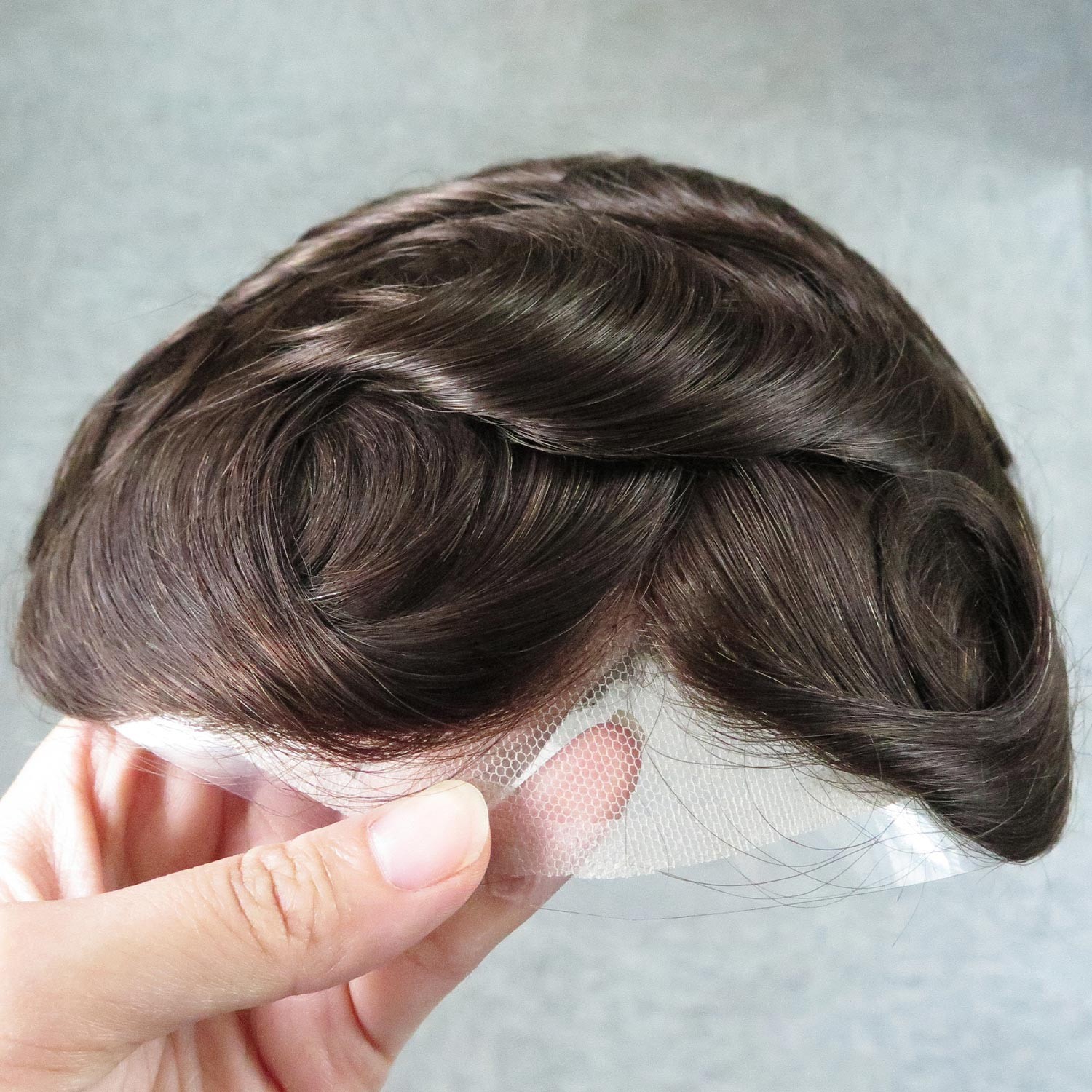 Toupee for Men Full French Lace Hair Replacement System Human Hairpieces #3