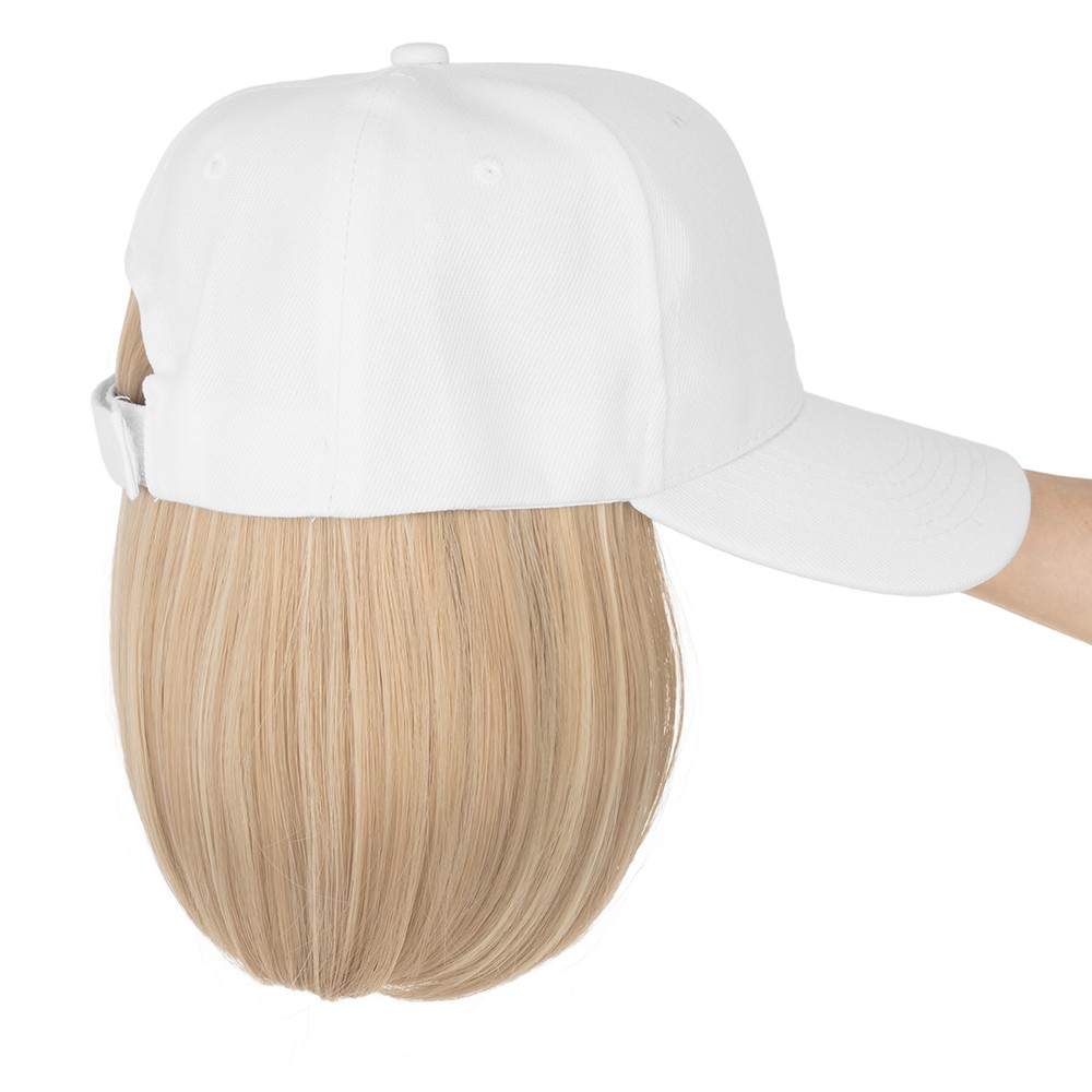 Hat with Hair Attached Baseball Hat Wig Short Bob Hairstyle Soft Straight Hair