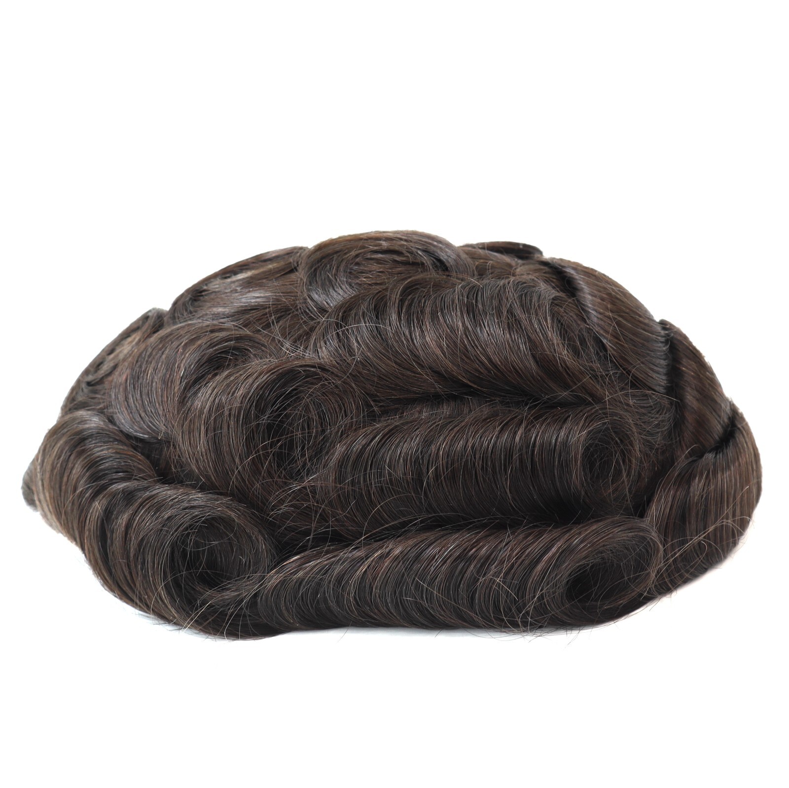 Toupee Men Human Hair Replecement System French Lace Wave Thin Skin Hairpiece Q6