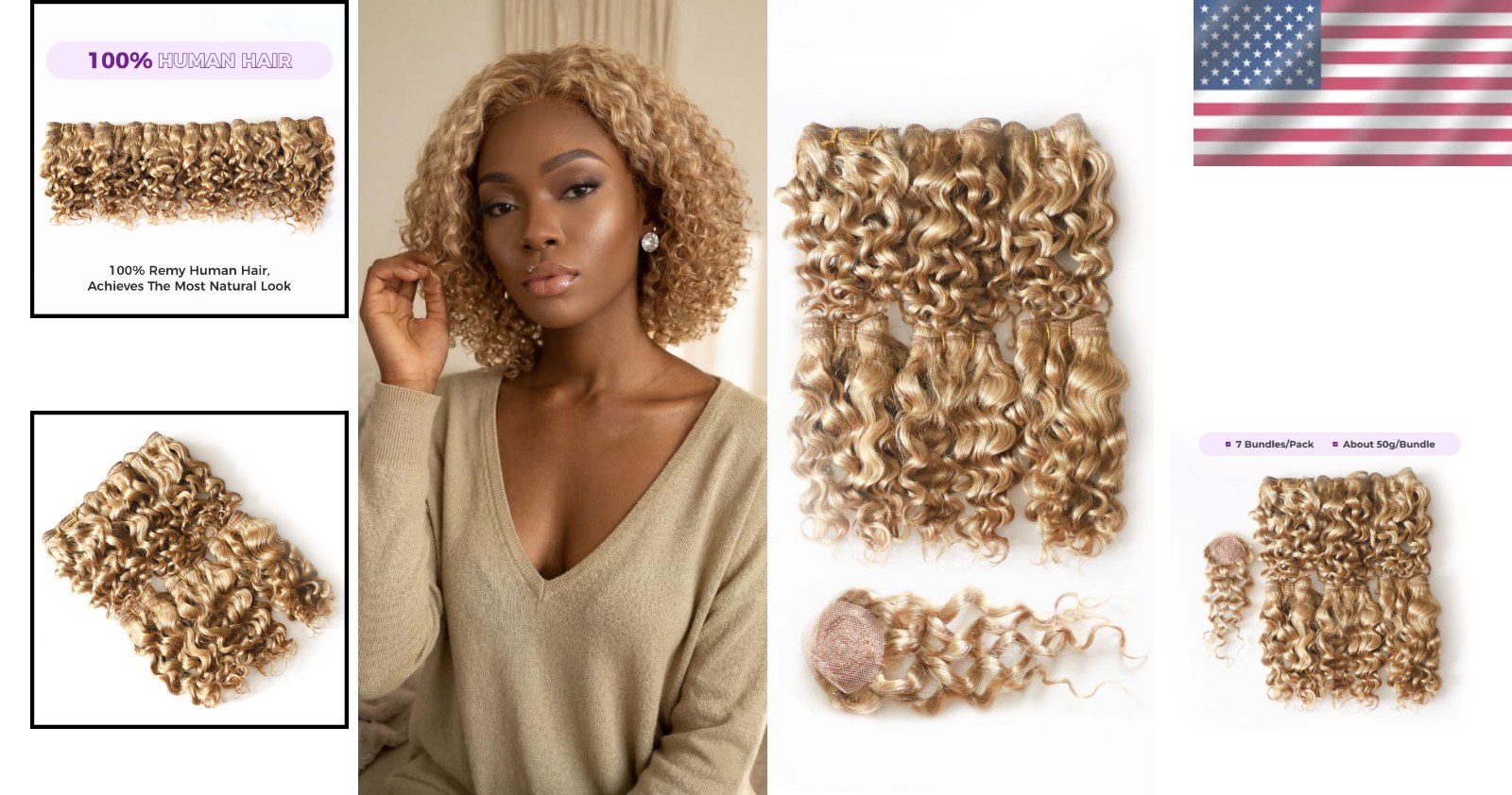 Tangle-Free 8-Inch Blonde Curly Extensions – Unprocessed Brazilian Hair