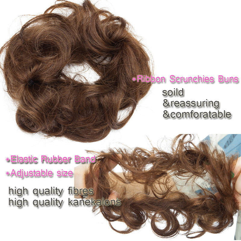 Messy Rose Bun Clip In Remy Human Hair Extensions Scrunchie Updo Multi Colors US