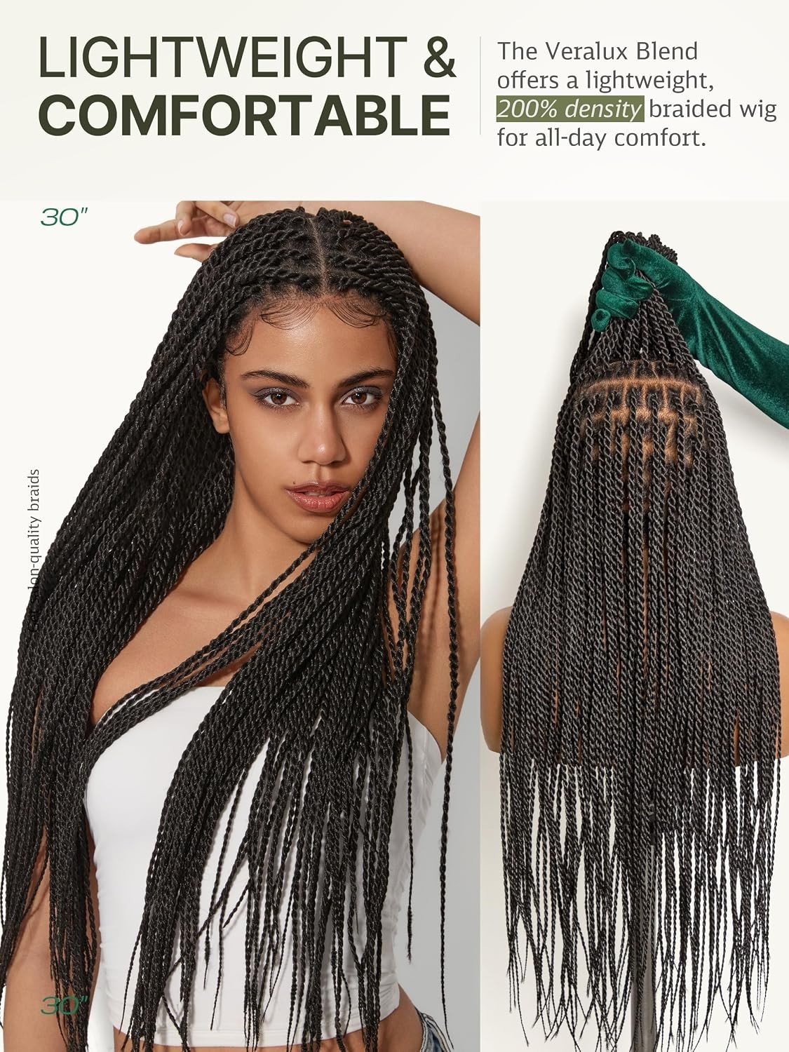 Full Lace Micro Twist Braided Wigs for Black Women Veralux™ 200% Density 30 inch