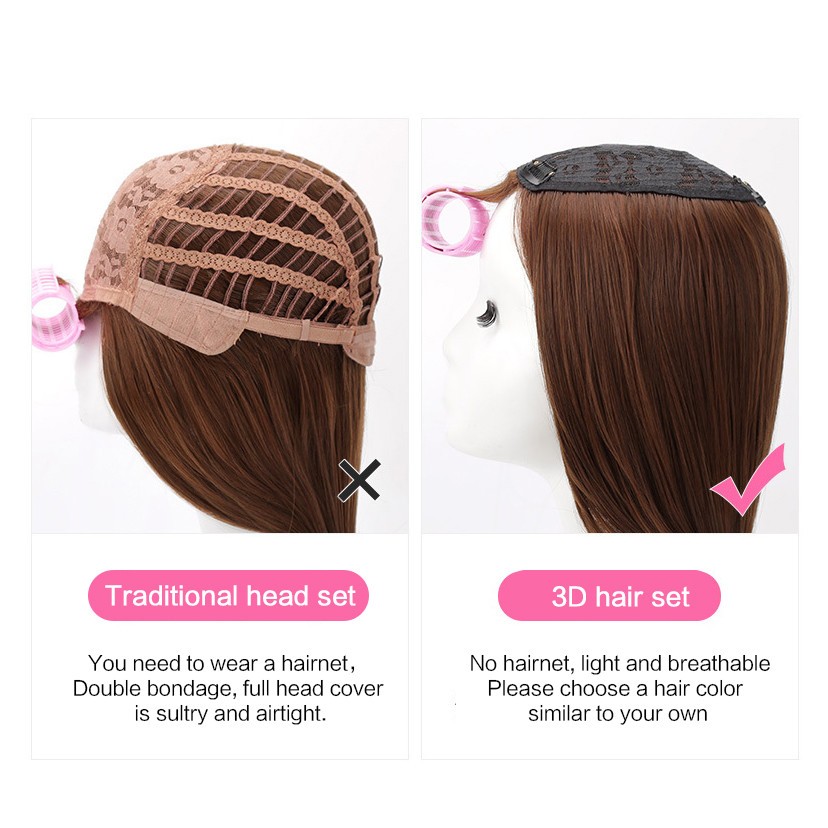 22″ Brown Long Wavy Clip in Synthetic Hair Wig Topper Piece Brown Hair Piece Wig