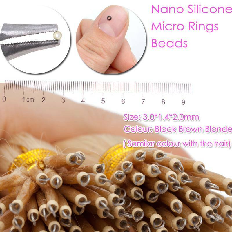 SILICONE Rings Smallest NANO EASY LOOP Ring Beads TIP Remy Human Hair Extensions