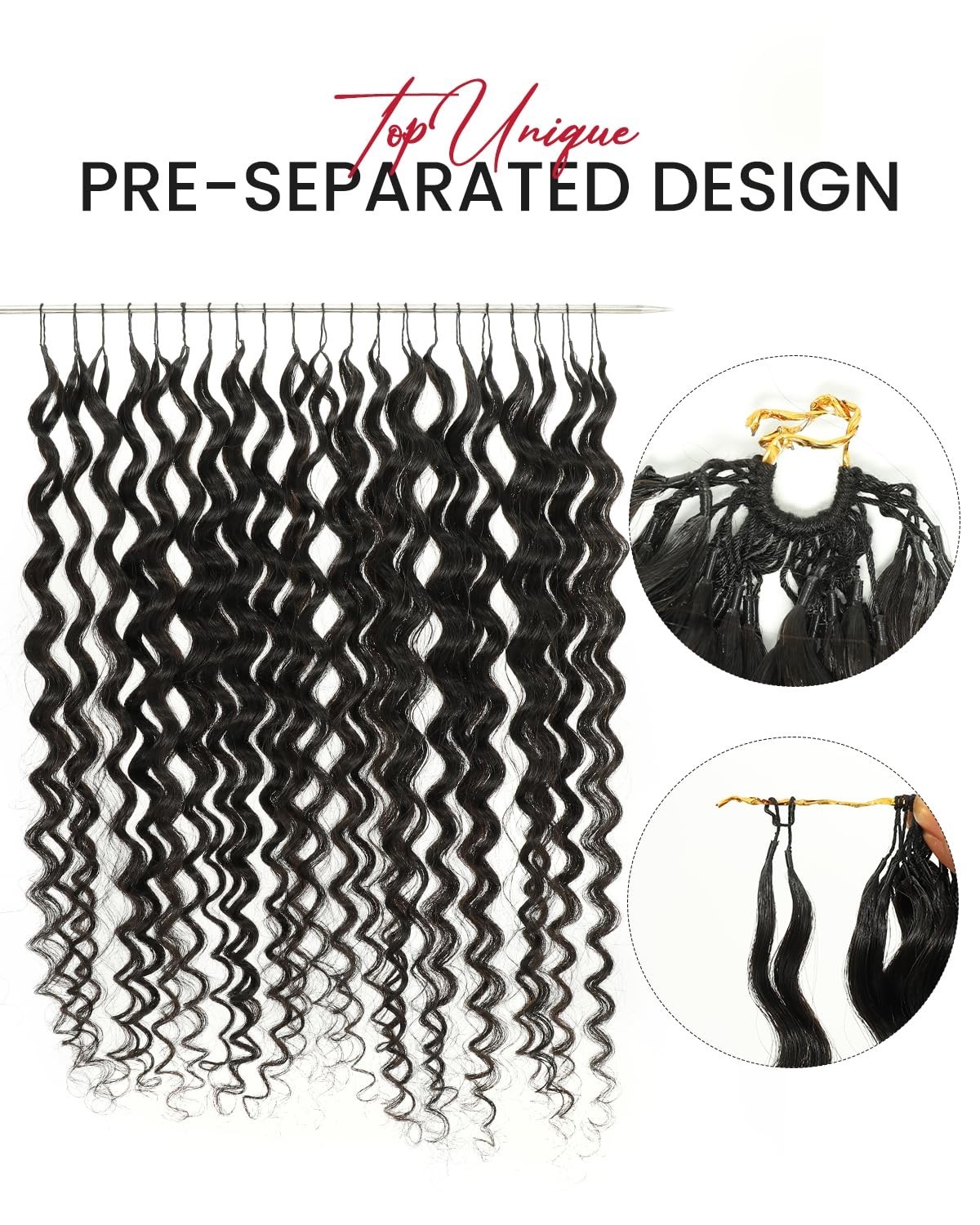 20 Inch Deep Wave Pre-Separated Crochet Human Hair 160g #NC Natural Black Color