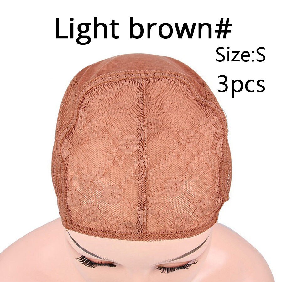 Adjustable Lace Wig Caps Invisible Mesh Weaving Hairnets With Strap 3 Pcs/Lot