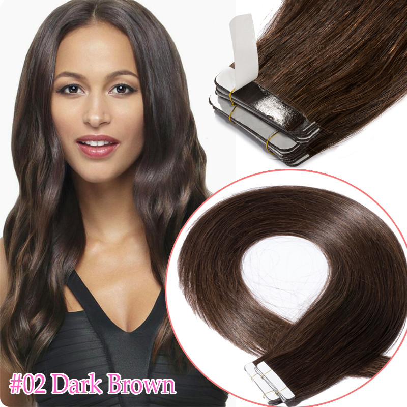 Russian Tape In Skin Weft 100% Remy Human Hair Extensions Full Head 200G THICK U