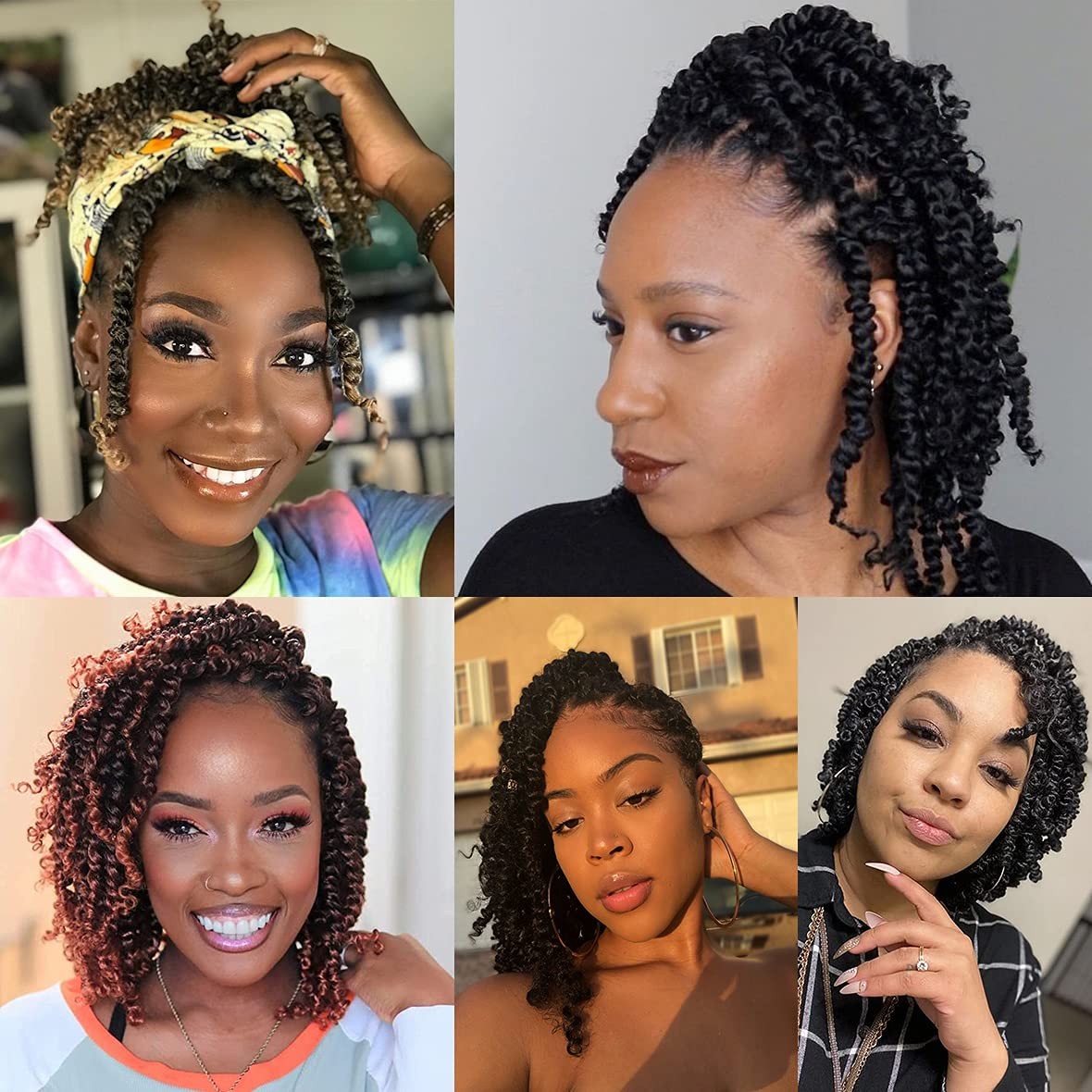 6 Inch Pre Twisted Passion Twist Hair 8 Packs Natural Black Short Crochet Bom…