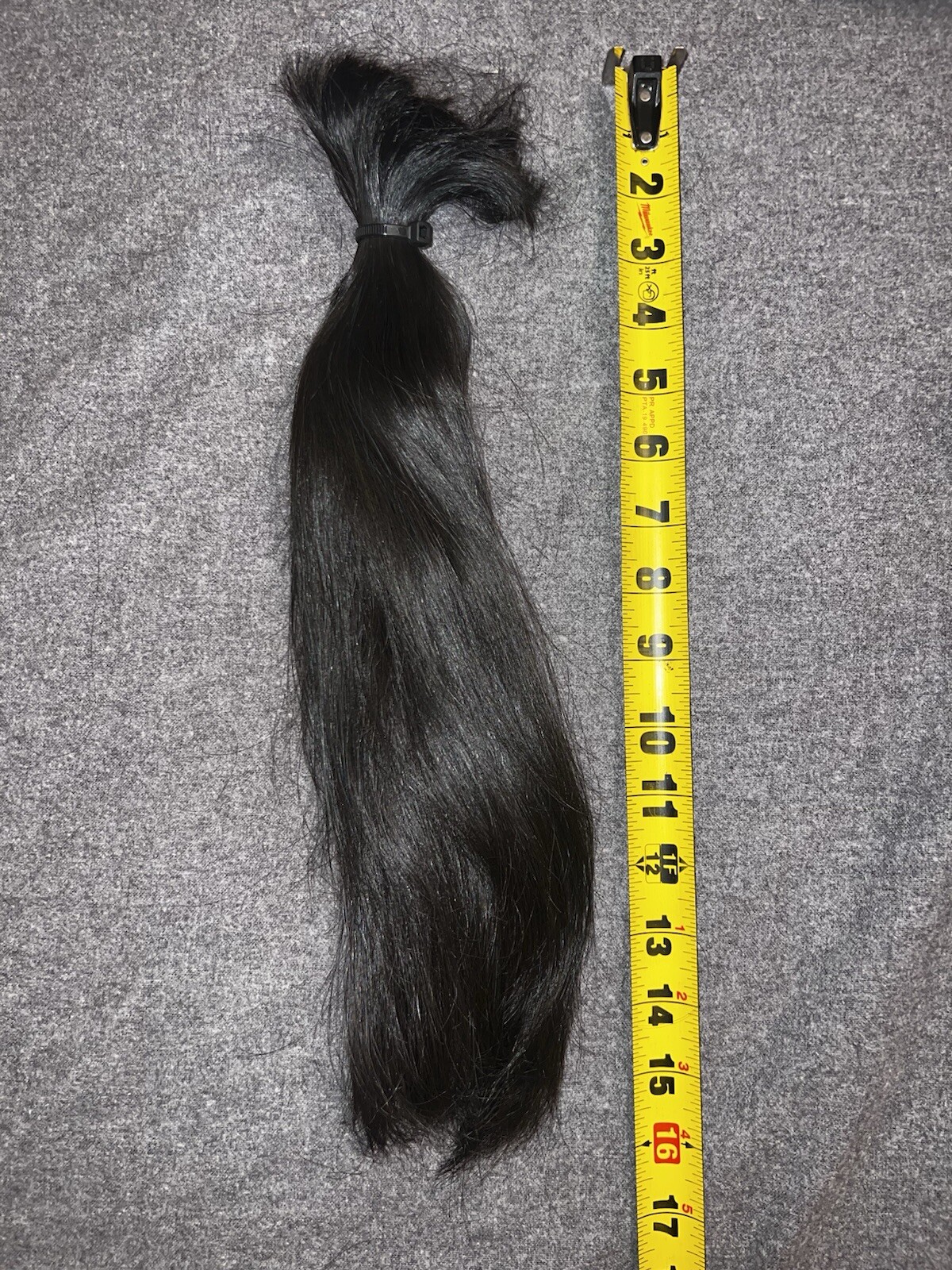 Real Human Hair Cut Ponytail Dark Brown 16 Inch Long 3.0 Oz. From Young Girl