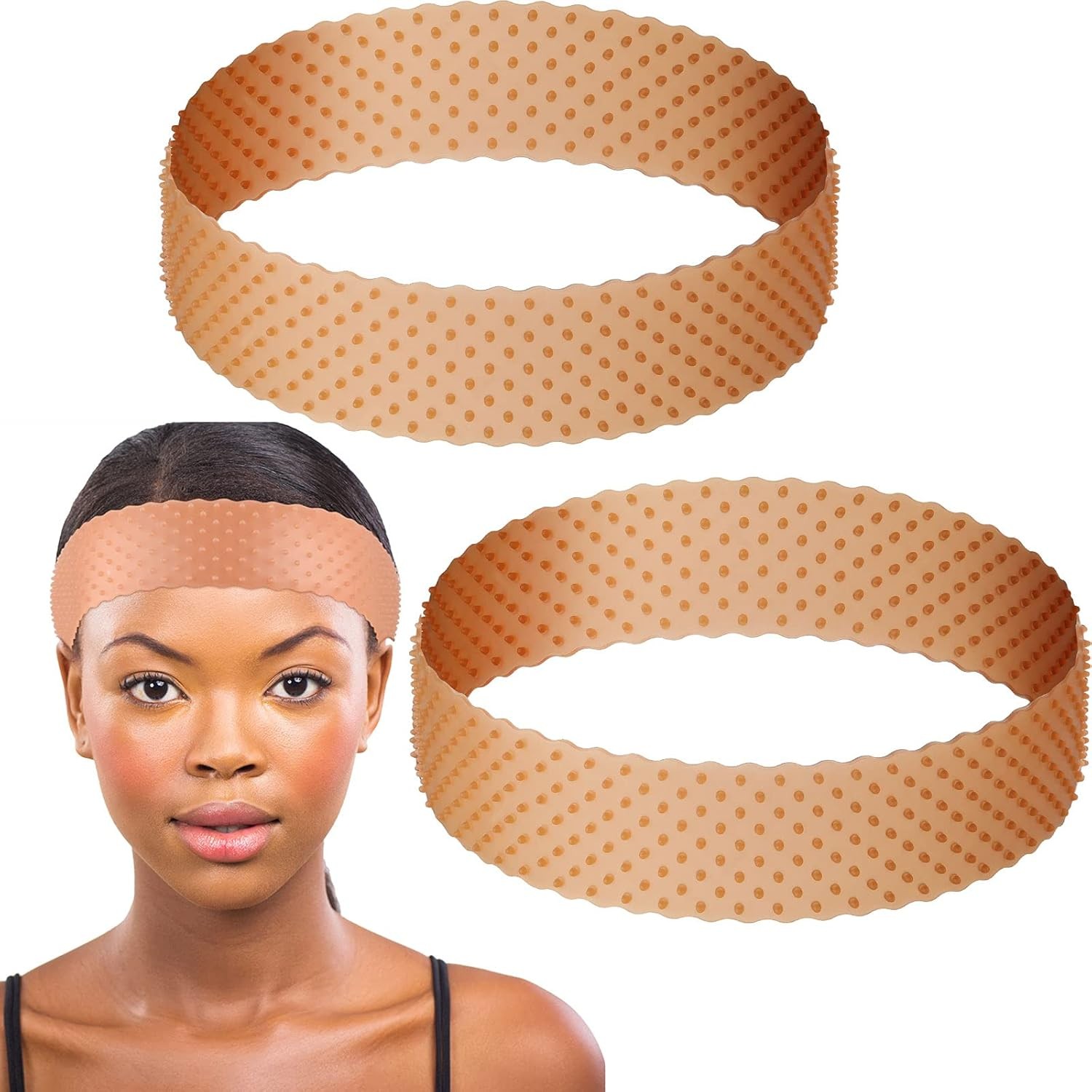 Silicone Non Slip Wig Grip Band Gripper Headband Tan 3 Pack Sport Elastic 3 Pack
