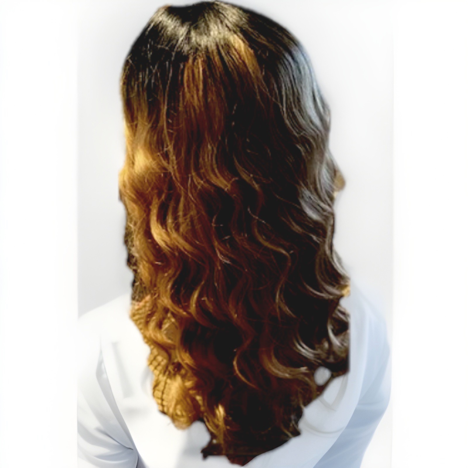 16” 100% BRAZILIAN HUMAN HAIR WIG WAVY HAIR BLONDE MIX BANG OMBRÉ ROOTS NEW