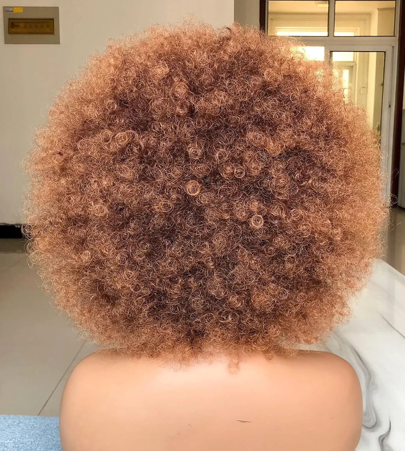 Short Afro Wig with Bangs for Black Women Afro Kinky Curly Wig 70s Premium Synth