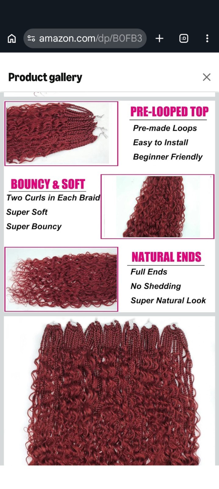 Goddess Box Braids Crochet Hair 24 inch Protein Fiber Pre-Looped Boho Braid Curl