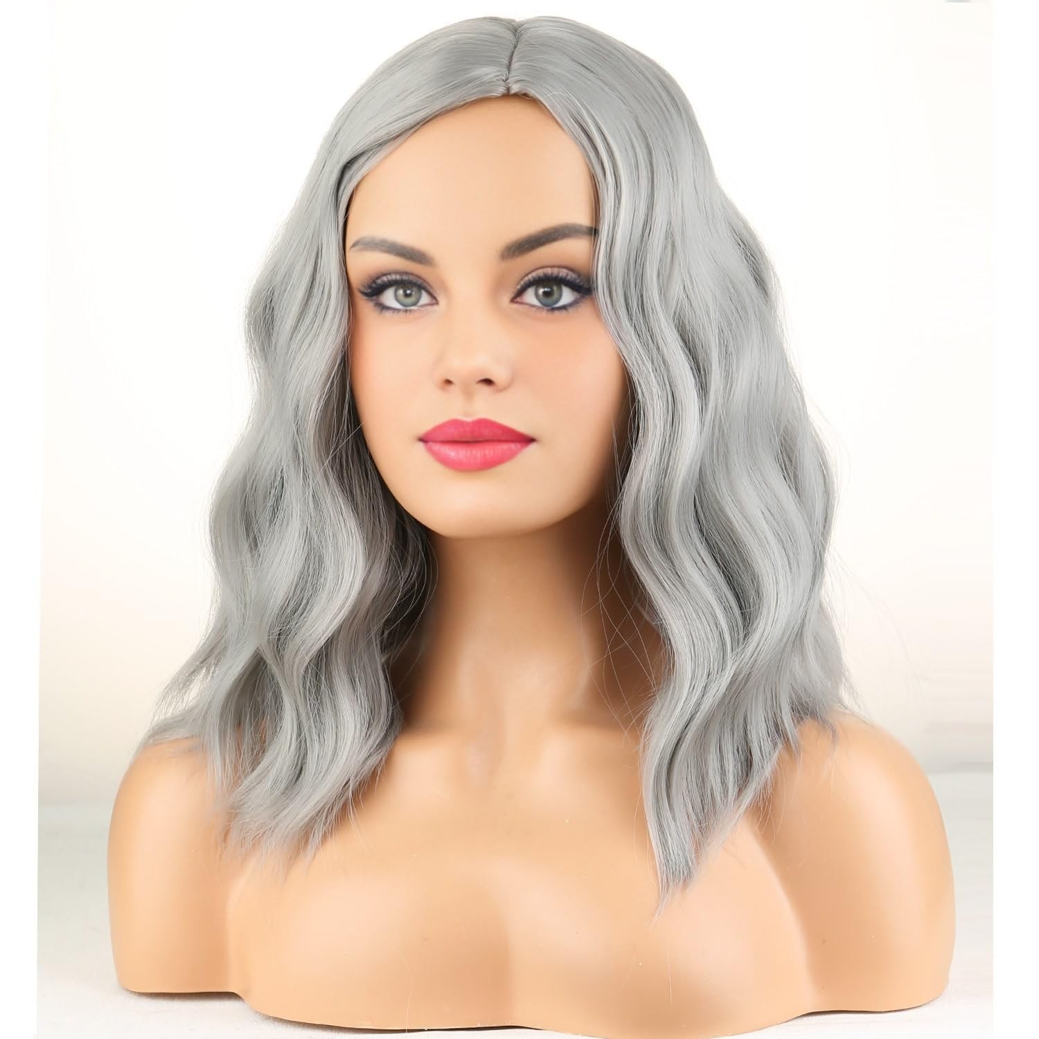 Gray Wig for Women Short Curly Grey Wigs for Old Lady Grandma Costume Hairnet…