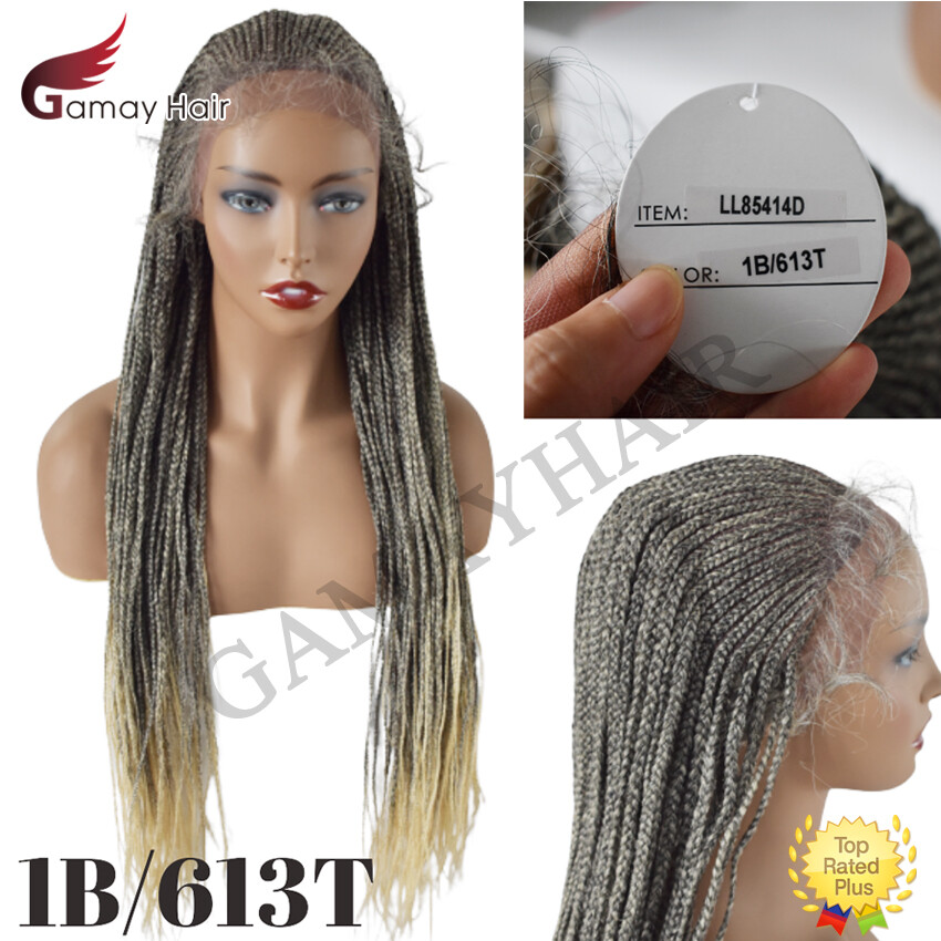 Micro Cornrow Box Twist Braided Lace Front Wig Baby Hair Kanekalon Synthetic US